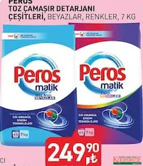 PEROS TOZ ÇAMAŞIR DETARJANI ÇEŞİTLERİ 7 KG fiyat ve kampanya bilgisi